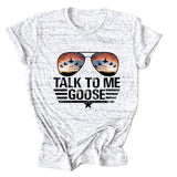 TALK TO ME GOOSE T-shirt imprimé lettre d'été avec col rond et manches courtes