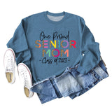 One Proud Senior Mom Leopardenmuster Buchstaben Rundhals Weit Langarm Große Größe Pullover Damen