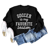 SOCCER IS MY FAVORITE Letters Round Neck Long-sleeved Sweater for Women