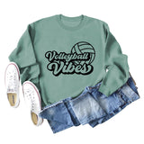 Volleyball Vibes Volleyball Alphabet Print Fashion Backing Long Sleeve Oversize Sweatshirt