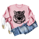 GAME DAY Tiger Letter Loose Bottom Lange Ärmel Übergröße Sweatshirt Damen