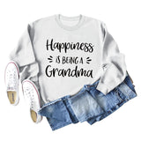 Happiness Is Being Chemise à manches longues et col rond pour femme Pull grande taille
