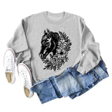 Plant Flower Round Neck Autumn and Winter Loose Print Long Sleeve Sweater Girl