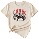 Freizeithemd mit Rodeo-Fun-Muster und Rundhalsausschnitt, kurzärmelig