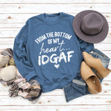 Von unten Buchstaben Rundhals Damen Tops Langärmeliges Bedrucktes Loses Sweatshirt