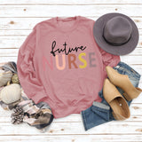 Sweat-shirt décontracté à imprimé lettre Future Nurse pour femmes