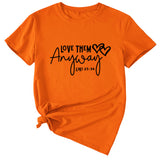 Lässiges Kurzarm-T-Shirt mit Rundhalsausschnitt und Buchstaben-Aufdruck für Damen von Love Them