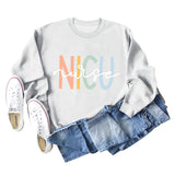 Pull à manches longues et col rond pour femme, vêtement d'infirmière, à la mode, avec lettres d'infirmière NICU