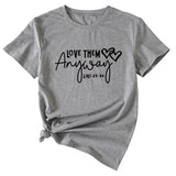Lässiges Kurzarm-T-Shirt mit Rundhalsausschnitt und Buchstaben-Aufdruck für Damen von Love Them