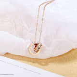 Schlüsselbeinkette im Sweetheart-Stil für Damen, modisch mit Zirkonia, römischen Ziffern, Doppelring