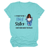I'M NEXT TO THE Round Neck Fashion Letter Plus Size Womens T-shirt Loose Short Sleeve
