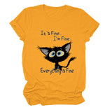 It's Fine I'm Fine T-shirt à manches courtes et col rond avec grandes lettres imprimées