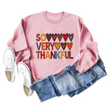 SO VERY THANKFUL Pullover mit Herz-Buchstaben, Rundhalsausschnitt, langen Ärmeln, große Größe