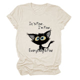 It's Fine I'm Fine T-shirt à manches courtes et col rond avec grandes lettres imprimées