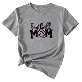 Football Mom Rundhals Damen T-Shirt Lockerer Buchstabe Kurzarm