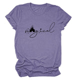 Magical Simple Pattern Casual Woman Crewneck Short Sleeve Top