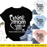 T-shirt à manches courtes et col rond pour femme, lettre de classe Senior Mom Class, mode dames