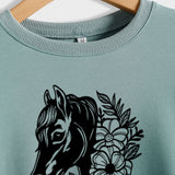 Plant Flower Round Neck Autumn and Winter Loose Print Long Sleeve Sweater Girl