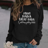 MOM NANA GREAT NANA LETTERS FASHION CREW NECK LONG SLEEVE SWEATER