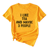Lettre J'aime le thé Peut-être 3 personnes T-shirt à manches courtes et col rond