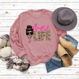 Nunse LIFE Letters Loose Leopard Print Long Sleeve