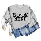BUCH-NERD-BRILLE LOCKERE PASSFORM RUNDHALS LANGARM-SWEATSHIRT FÜR DAMEN