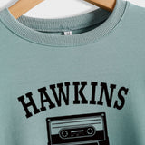 HAWKINS MIDDLE Letter Damen Pullover mit Rundhalsausschnitt, langen Ärmeln, Übergröße