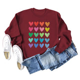 Pull ample à col rond imprimé Love pour femmes, grandes manches longues