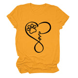 T-Shirt à manches courtes et col rond pour femme, imprimé Love Dog, à la mode