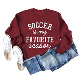 SOCCER IS MY FAVORITE Letters Round Neck Long-sleeved Sweater for Women