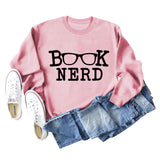BUCH-NERD-BRILLE LOCKERE PASSFORM RUNDHALS LANGARM-SWEATSHIRT FÜR DAMEN