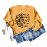 Meine Lieblings-Menschen rufen Sunflower Letter Love Rundhals Langarm Pullover