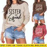 Sister Squad Love Bottom, Lockerer Rundhalsausschnitt, Lange Ärmel, Große Größe Sweatshirt Damen