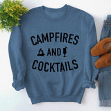 Herbst und Winter neuer Pullover für Damen mit Buchstaben-Print für Lagerfeuer und Cocktails