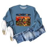 Halloween Town Letter Printed Damen Lockerer neuer Pullover Langarmshirt