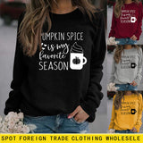 PUMPKIN SPICE IS MY LETTER LOVE PUMPKIN Rundhalsausschnitt Langarm-Sweatshirt für Damen in Übergröße