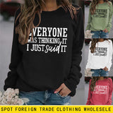 EVERYONE Was Thinkingwish Herbst und Winter Casual Tops Große Größe Langarm Pullover