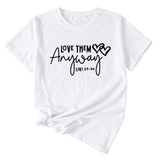 Lässiges Kurzarm-T-Shirt mit Rundhalsausschnitt und Buchstaben-Aufdruck für Damen von Love Them