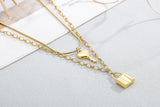 Halskette mit Schlüssel- und Schloss-Anhänger, Edelstahlschmuck für Damen