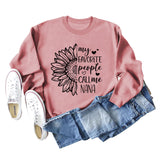 Meine Lieblings-Menschen rufen Sunflower Letter Love Rundhals Langarm Pullover