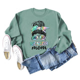 2023 SENIOR MOM Bowknot Letter Loose bottomed Long Sleeve Oversize Sweater