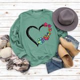 Autumn and Winter Ladies Tops Heart Dog footprint Print Sweatshirt