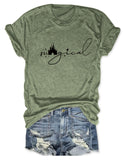 Magical Simple Pattern Casual Woman Crewneck Short Sleeve Top