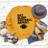 EAT SLEEP FOOTBALL REPEAT Damen Herbst und Winter Rundhals Langarm Pullover
