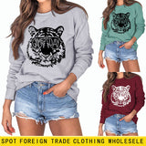 GAME DAY Tiger Letter Loose Bottom Lange Ärmel Übergröße Sweatshirt Damen