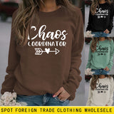 Chaos COORDINATEUR Lettres Col Rond Lâche Automne et Hiver manches longues Grande Taille Pull