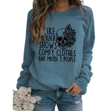 J'aime les spectacles de meurtre col rond hauts sweat-shirt ample imprimé
