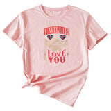 Chemise décontractée à manches courtes et col rond pour femme, impression graphique amusante