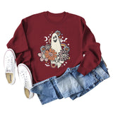 Lockeres, übergroßes, bedrucktes Langarm-Sweatshirt für Damen