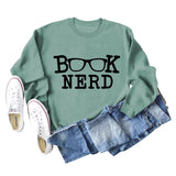 BUCH-NERD-BRILLE LOCKERE PASSFORM RUNDHALS LANGARM-SWEATSHIRT FÜR DAMEN